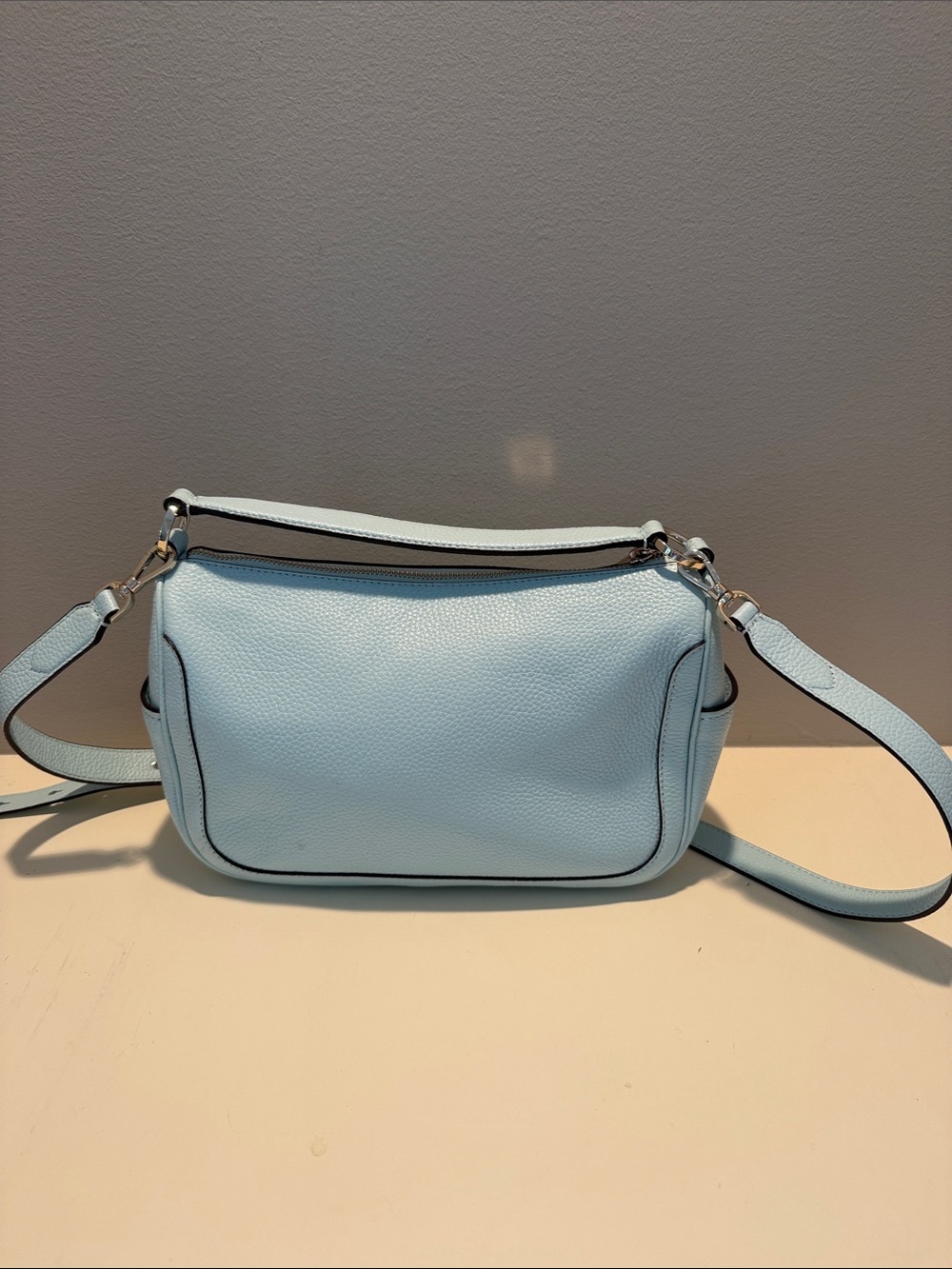 kate spade Light Blue Pebbled Leather Shoulder Bag with Gold Hardware - Picture 2 of 4